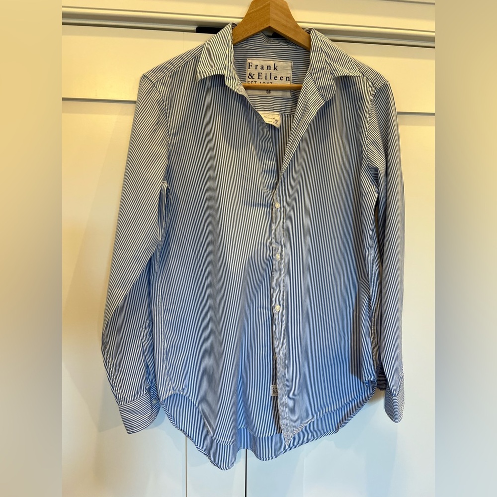 Frank & Eileen Blue and White Striped Shirt